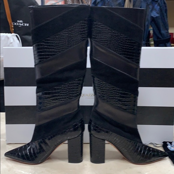 AQUAZZURA BOETTI BOOTS IN BLACK SUEDE/LEATHERS SLIP ON SIZE 8.5 - Picture 5 of 10